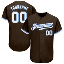Load image into Gallery viewer, Custom Brown White-Light Blue Authentic Baseball Jersey