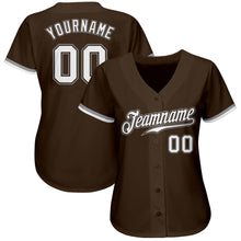 Load image into Gallery viewer, Custom Brown White-Gray Authentic Baseball Jersey