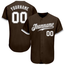 Load image into Gallery viewer, Custom Brown White-Gray Authentic Baseball Jersey