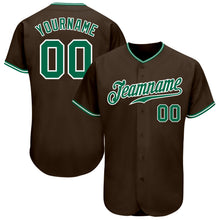 Load image into Gallery viewer, Custom Brown Kelly Green-White Authentic Baseball Jersey