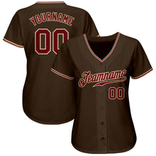 Load image into Gallery viewer, Custom Brown Crimson-City Cream Authentic Baseball Jersey