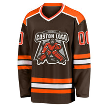 Load image into Gallery viewer, Custom Brown Orange-White Hockey Jersey