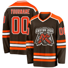 Load image into Gallery viewer, Custom Brown Orange-White Hockey Jersey