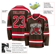Load image into Gallery viewer, Custom Brown Red-White Hockey Jersey