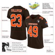 Load image into Gallery viewer, Custom Brown Orange-White Mesh Authentic Football Jersey