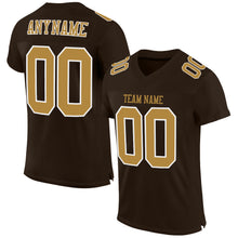 Load image into Gallery viewer, Custom Brown Old Gold-White Mesh Authentic Football Jersey
