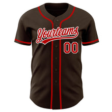Load image into Gallery viewer, Custom Brown Red-White Authentic Baseball Jersey