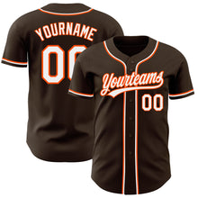 Load image into Gallery viewer, Custom Brown White-Orange Authentic Baseball Jersey