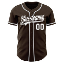 Load image into Gallery viewer, Custom Brown White-Gray Authentic Baseball Jersey