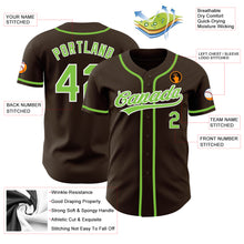 Load image into Gallery viewer, Custom Brown Neon Green-White Authentic Baseball Jersey