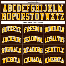 Load image into Gallery viewer, Custom Brown White Pinstripe Gold Authentic Basketball Jersey
