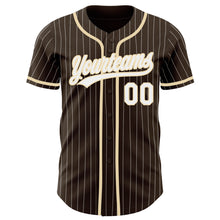 Load image into Gallery viewer, Custom Brown White Pinstripe City Cream Authentic Baseball Jersey