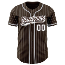 Load image into Gallery viewer, Custom Brown White Pinstripe Gray Authentic Baseball Jersey