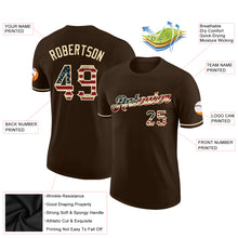 Load image into Gallery viewer, Custom Brown Vintage USA Flag-City Cream Performance T-Shirt