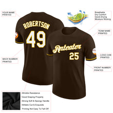 Load image into Gallery viewer, Custom Brown White-Yellow Performance T-Shirt