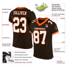 Load image into Gallery viewer, Custom Brown White-Orange Mesh Authentic Football Jersey