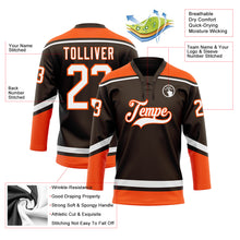 Load image into Gallery viewer, Custom Brown White-Orange Hockey Lace Neck Jersey