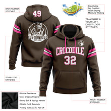 Load image into Gallery viewer, Custom Stitched Brown White-Pink Football Pullover Sweatshirt Hoodie