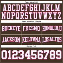 Load image into Gallery viewer, Custom Stitched Brown White-Pink Football Pullover Sweatshirt Hoodie