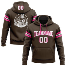 Load image into Gallery viewer, Custom Stitched Brown White-Pink Football Pullover Sweatshirt Hoodie