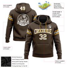Load image into Gallery viewer, Custom Stitched Brown White-Old Gold Football Pullover Sweatshirt Hoodie