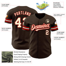 Load image into Gallery viewer, Custom Brown Cream-Red Authentic Baseball Jersey