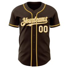 Load image into Gallery viewer, Custom Brown Cream-Old Gold Authentic Baseball Jersey