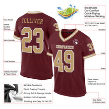 Load image into Gallery viewer, Custom Burgundy Old Gold-White Mesh Authentic Throwback Football Jersey