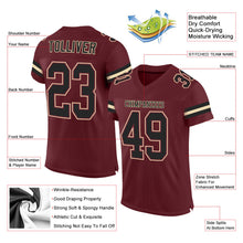 Load image into Gallery viewer, Custom Burgundy Black-Cream Mesh Authentic Football Jersey