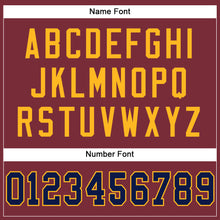 Load image into Gallery viewer, Custom Burgundy Navy-Gold Mesh Authentic Football Jersey