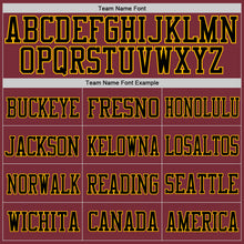 Load image into Gallery viewer, Custom Burgundy Black-Gold Mesh Authentic Football Jersey