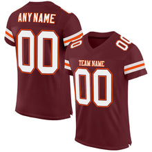 Load image into Gallery viewer, Custom Burgundy White-Orange Mesh Authentic Football Jersey