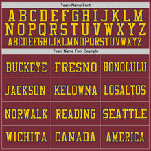 Load image into Gallery viewer, Custom Burgundy Navy-Gold Mesh Authentic Throwback Football Jersey