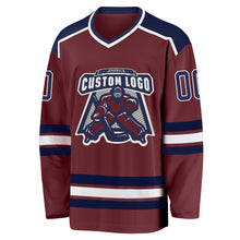 Load image into Gallery viewer, Custom Burgundy Navy-White Hockey Jersey