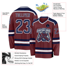 Load image into Gallery viewer, Custom Burgundy Navy-White Hockey Jersey