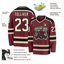 Load image into Gallery viewer, Custom Burgundy Cream-Black Hockey Jersey
