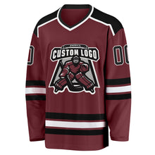 Load image into Gallery viewer, Custom Burgundy Black-White Hockey Jersey