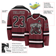 Load image into Gallery viewer, Custom Burgundy Black-White Hockey Jersey