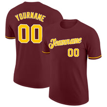 Load image into Gallery viewer, Custom Burgundy Gold-White Performance T-Shirt