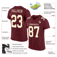 Load image into Gallery viewer, Custom Burgundy Cream Mesh Authentic Football Jersey