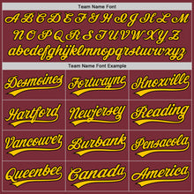 Load image into Gallery viewer, Custom Burgundy Yellow-Black Authentic Baseball Jersey