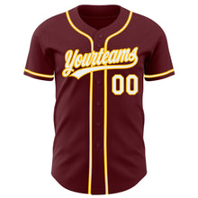 Load image into Gallery viewer, Custom Burgundy White-Gold Authentic Baseball Jersey