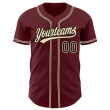 Load image into Gallery viewer, Custom Burgundy Black-City Cream Authentic Baseball Jersey