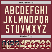 Load image into Gallery viewer, Custom Burgundy Vintage USA Flag-Cream Authentic Baseball Jersey