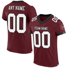 Load image into Gallery viewer, Custom Burgundy White-Black Mesh Authentic Football Jersey