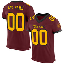 Load image into Gallery viewer, Custom Burgundy Gold-Black Mesh Authentic Football Jersey