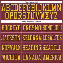 Load image into Gallery viewer, Custom Burgundy Gold-Navy Mesh Authentic Football Jersey
