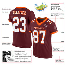Load image into Gallery viewer, Custom Burgundy White-Orange Mesh Authentic Football Jersey