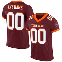 Load image into Gallery viewer, Custom Burgundy White-Orange Mesh Authentic Football Jersey