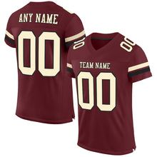 Load image into Gallery viewer, Custom Burgundy Cream-Black Mesh Authentic Football Jersey